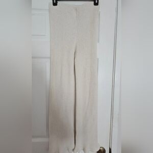 Zara Off-White Ribbed Knit Pants S